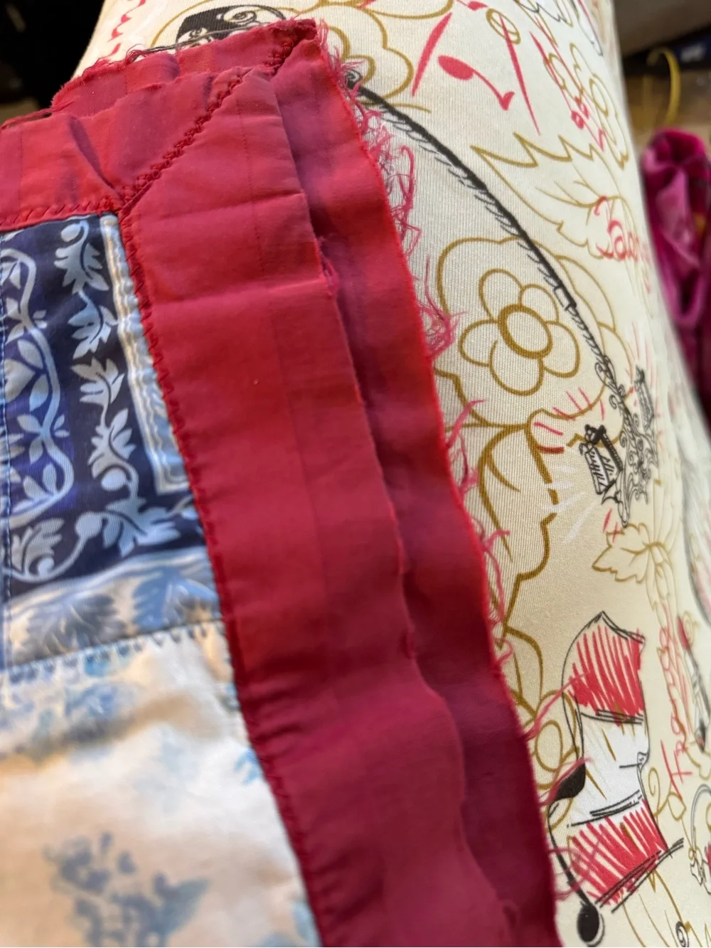 Vintage Crazy Quilt Patchwork Handmade Throw Floral Cottagecore Approx 80x58